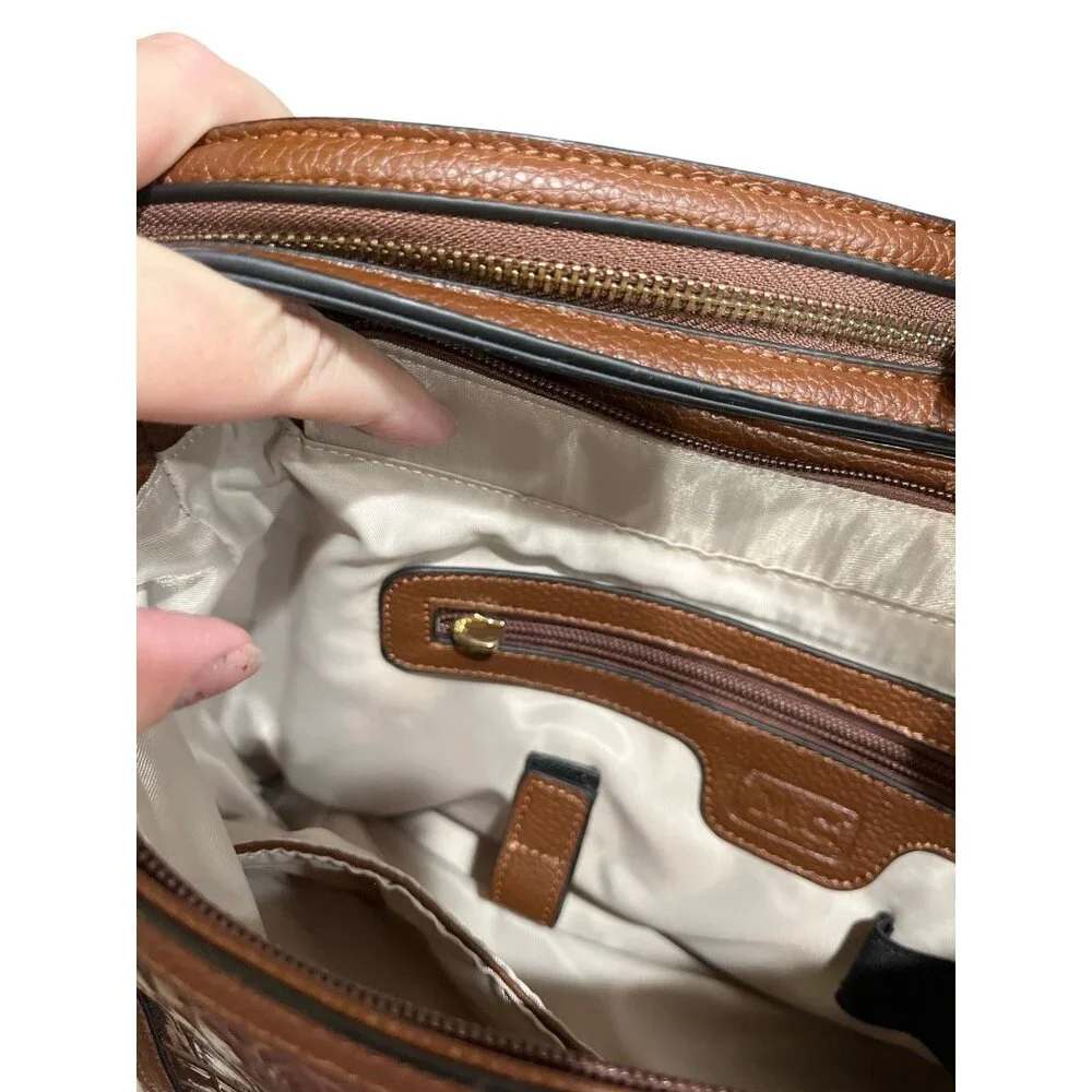 MC Marc Chantal Hobo Croco-Embossed Kayden Brown Shoulder Bag With Tassel Accent - Picture 8 of 9